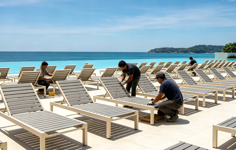 Commercial Outdoor Sun Lounger for Hotel and Resort