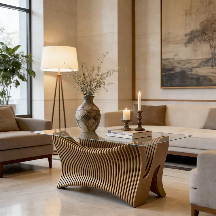 Parametrischer Couchtisch „Skulptur Wave“ aus Holz